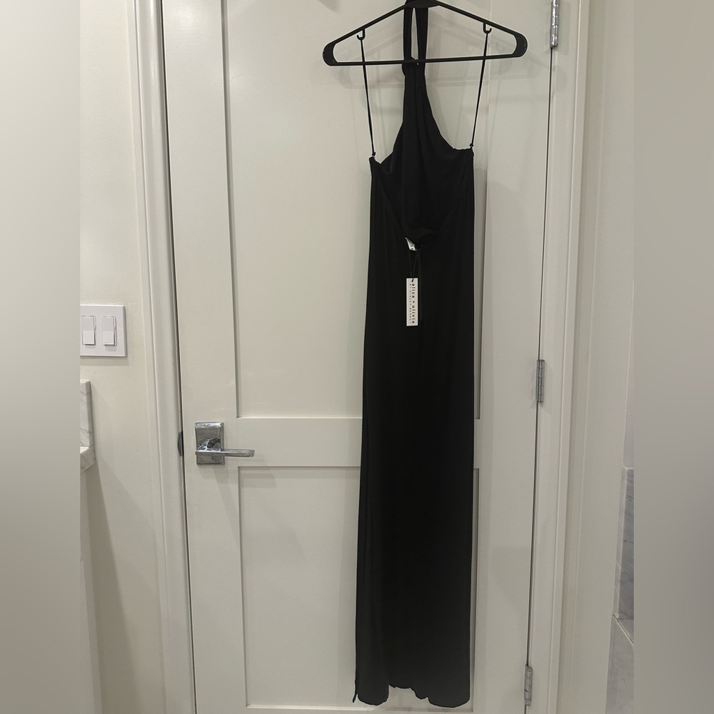 Alice + Olivia NWT Black Maxi Halter Amaya Dress - Picture 5 of 7